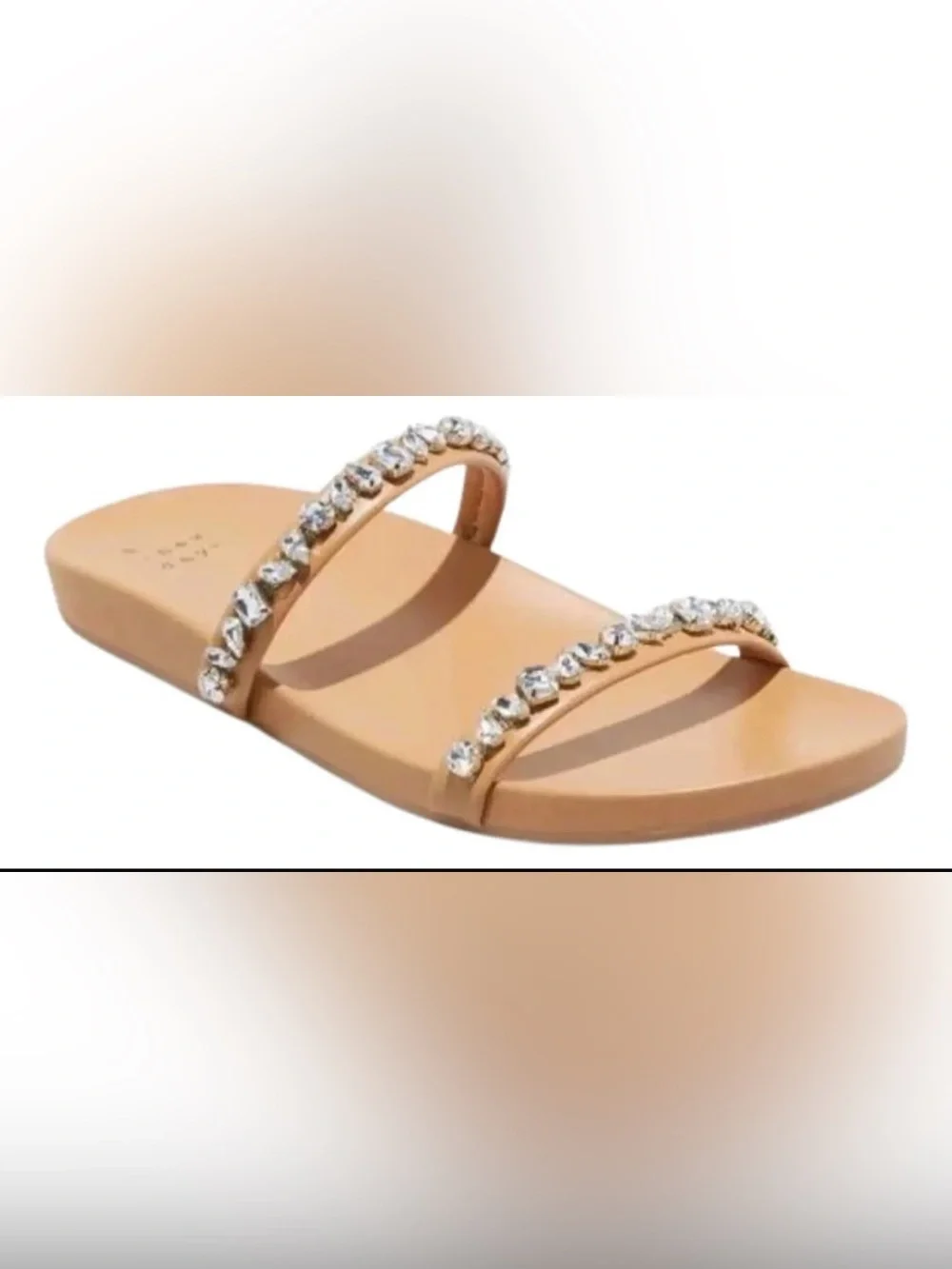 A New Day Jacky Embellished Sandals in tan with rhinestone accents